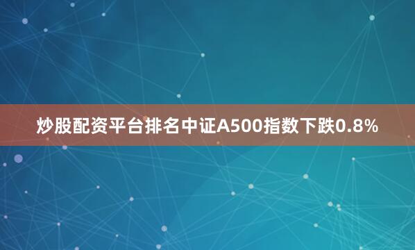 炒股配资平台排名中证A500指数下跌0.8%