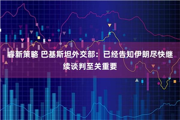 睿新策略 巴基斯坦外交部：已经告知伊朗尽快继续谈判至关重要
